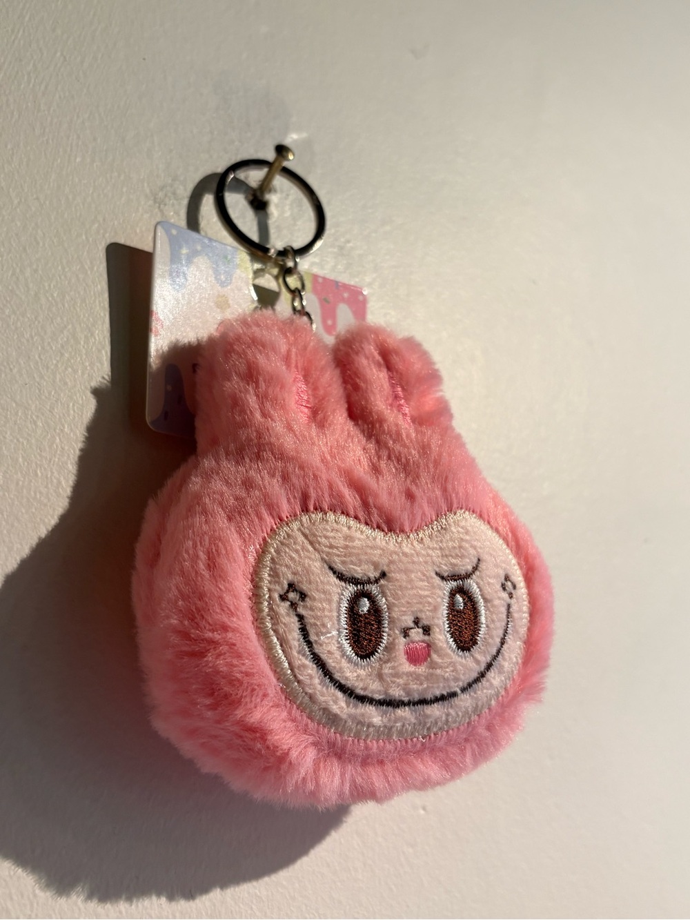 Pink Labubu keychain